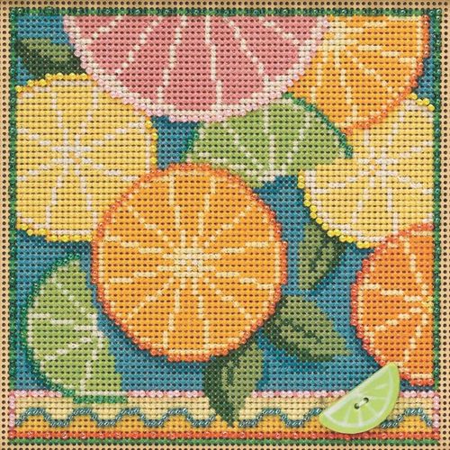Citrus Beaded Counted Cross Stitch Kit Mill Hill 2021 Buttons and Beads Spring MH142111,multi