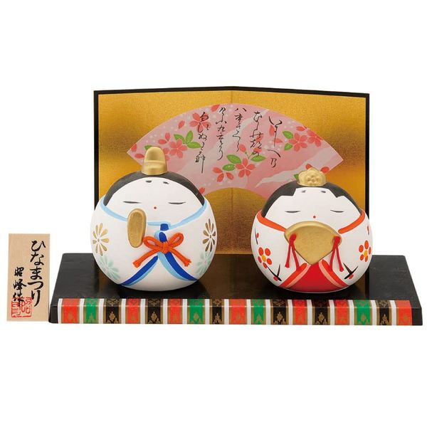 Seto Pottery Sha Hina Dolls Compact Set, Maro Hinamatsuri Hina Ceramics, Figurine, Figurine, Hinamatsuri Hinamatsuri with Folding Screen, by Shoho