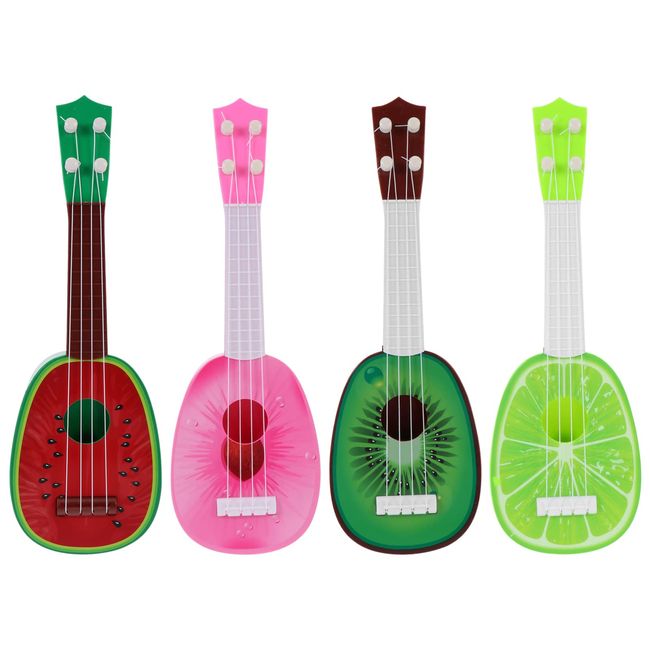 NUOBESTY Mini Ukulele Toy, Plastic Guitars in Fruit Design Early Educational Musical Instrument Toy for Beginners Boys Girls Kids Plaything