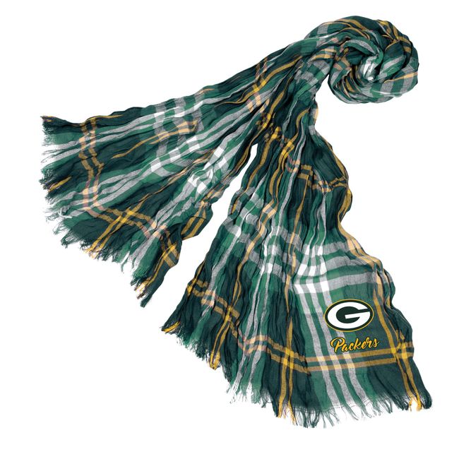 Littlearth unisex-adult NFL Green Bay Packers Plaid Crinkle Scarf, Team Color, 70 x 25, 300658-PACK-GRMGL