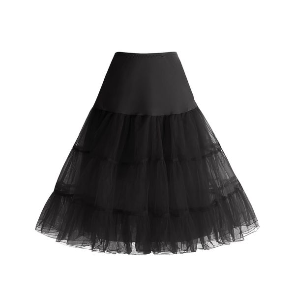 Bbonlinedress Black Petticoat Skirt 1950s Vintage Underskirt Crinoline Slips for Women Rockabilly Black M