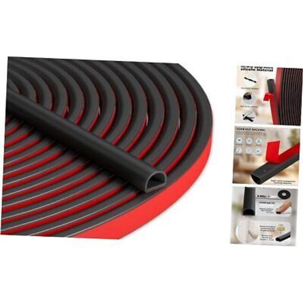 20FT Weather Stripping Door Seal Self Adhesive Door S (3/8"W × 1/4“T）20FT Black