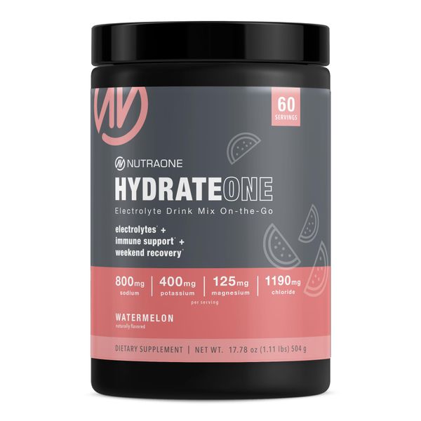 HydrateOne, Electrolyte Drink Mix On-The-Go | Watermelon, 60 Servings