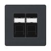 BG Evolve Matt Grey Double 2 Gang RJ45 Data Socket Black Inserts PCDMGRJ452