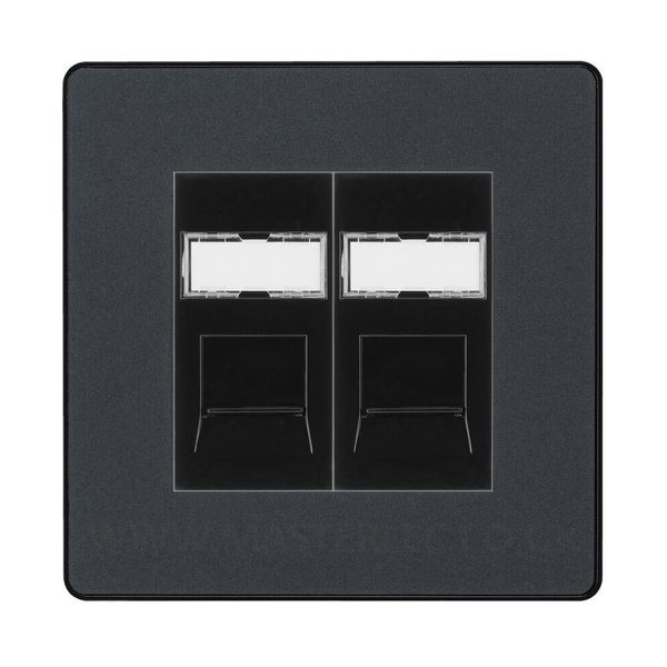 BG Evolve Matt Grey Double 2 Gang RJ45 Data Socket Black Inserts PCDMGRJ452