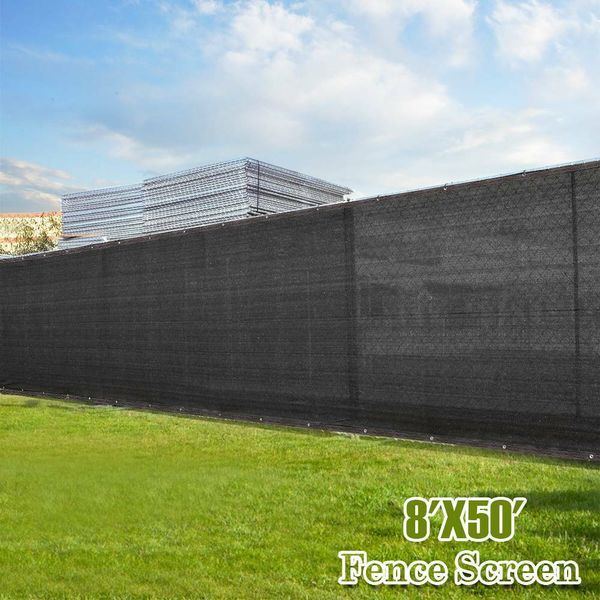 8x 50FT Black Fence Windscreen Privacy Screen Shade Cover Fabric Mesh Tarp Mesh