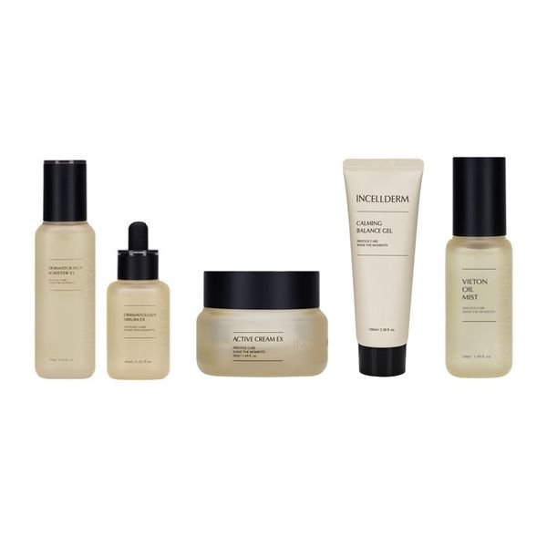 Incellderm 5-piece basic set (booster + serum + cream + calming balance gel + oil mist)