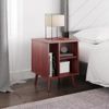 Warwick Mid-Century Modern Nightstand with Open Storage Shelving, Cherry - Bedsi