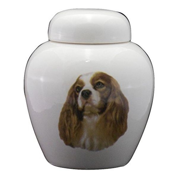 Skyline Arts King Charles Dog Urn- Cremation Urn or Keepsake for Ashes - Hand Made Pottery