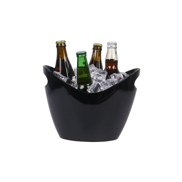 Drink Bucket for Party,Plastic Ice Bucket Wine Cooler Bucket with Handle Champagne Ice Bucket for Parties Home Bar Picnic Cooling Beer Drink-Black-3L