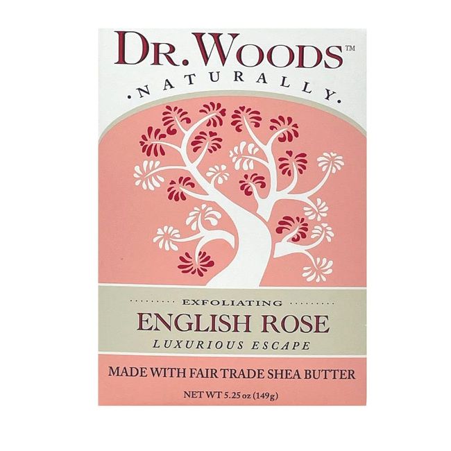 Dr. Woods Skin Exfoliating English Rose Bar Soap with Organic Shea Butter, 5.25 Ounce