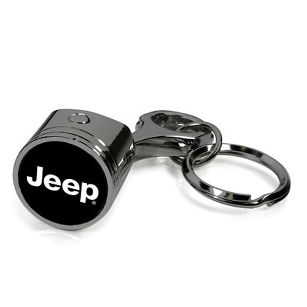 Jeep Black Engine Piston and Rod Metal Key Chain