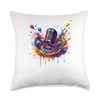 Splash Art Microphone Mic Singer Podcast Host Podcaster Throw Pillow