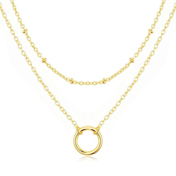 Philip Jones Gold Plated Double Layered Circle Necklace