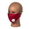 Red Cotton Face Mask with Breathable Vent and 2 Filters