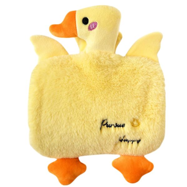 Cute Fluffy Hot Water Bottle PVC with Faux Fur Cover Hot Water Bag for Hot and Cold Compress 1250ML Capacity Gift Christmas New Year Valentine's Day Birthday Anniversary Duck