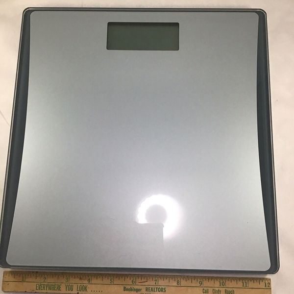 Easy Home Digital Bathroom Scale Battery Powered Gray Glass