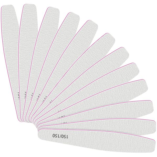 CGBE Professional Nail Files, 12Pcs 150/150 Grit Files Set Double-Sided Grit Emery Board Manicure Tools for Home and Salon Use