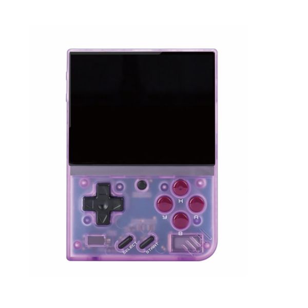 MIYOO Mini Plus Portable Retro Handheld Game Console MIYOO Mini+ 3.5 Inch IPS Screen Classic Video Game Console Linux System, Include 64GB TF Card Version Console（Purple Color）