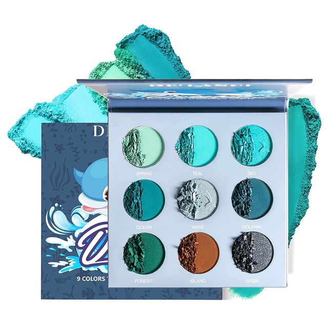 Lidschatten Palette Blaue Grün, Afflano Aqua Grün Blau Teal Makeup Lidschatten Paletten Pigmentiert, Wasserfest Lidschatten Kühl Getönten Makeup Paletten Weihnachten Grün Blau Haselnussbraune Augen