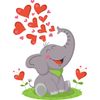 CafePress Elephant with Hearts Sticker (Rectangle 50 pk)