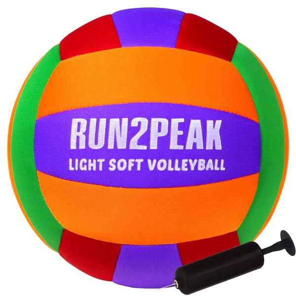 RUN2PEAK Super Soft Light Volleyball - Safe and Quiet Volleyball Ball for Indoor Outdoor Play - Official Size 5 Kids Youth Beginners Volleyballs Trainer for House Yard Beach Training