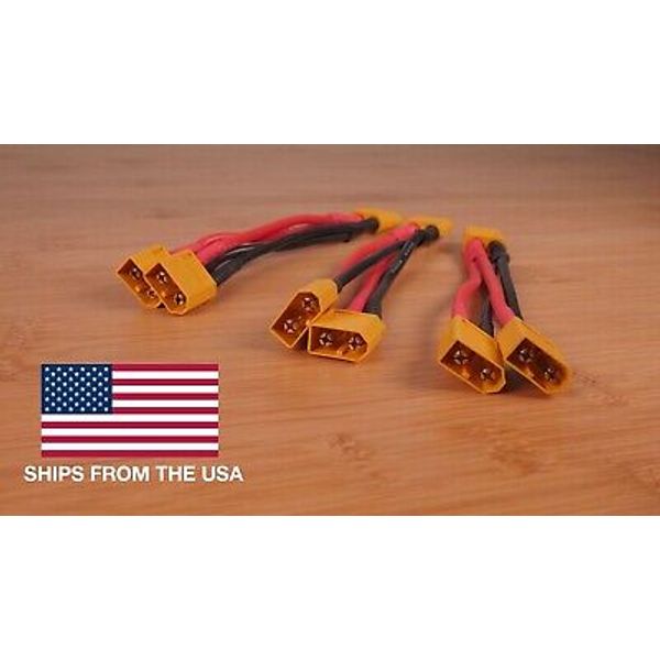 3x Amass XT60 Parallel Y Splitter Adapter Cable Extension Lipo Battery 14AWG