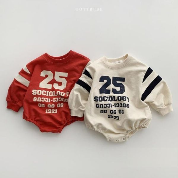 Baby Slogan Print Pattern Long Sleeve Cotton Bodysuit - 66 (3-6M) / Red