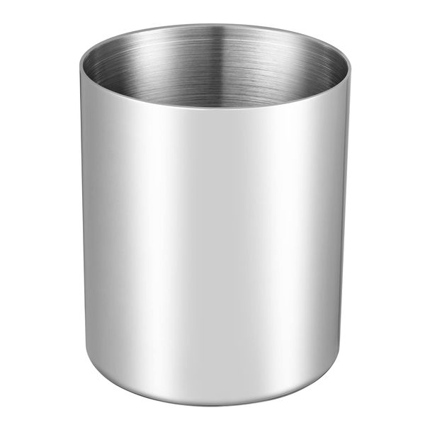 Bidponds Silver Pencil Holder for Desk,304 Stainless Steel Desktop Pen Holder,Pencil Holder,Pencil Cup,Pencil Pot, Makeup Brush Holder,Stationery Organizer