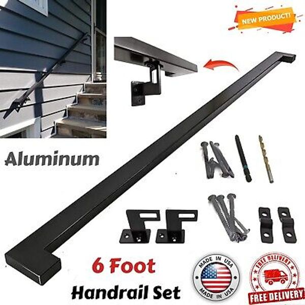 Handrail Grab Bar Adjusts Wall Brackets Mounts Step Outside Safe Stairway Sturdy