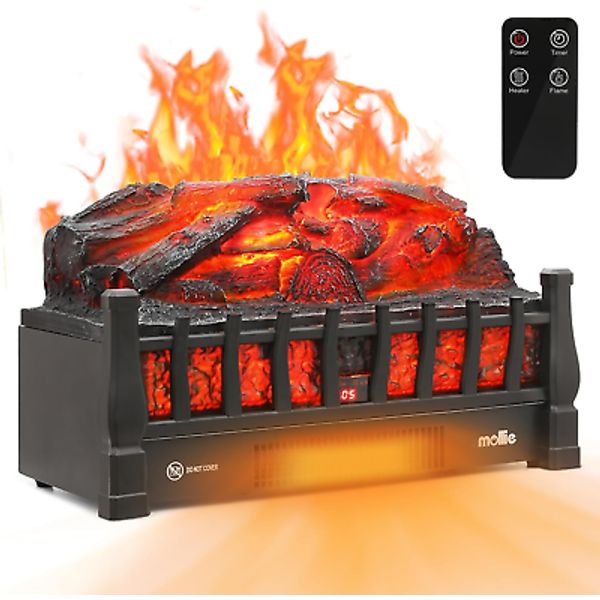 20-Inch 1500W Electric Log Fireplace Insert with Adjustable Brightness Realistic