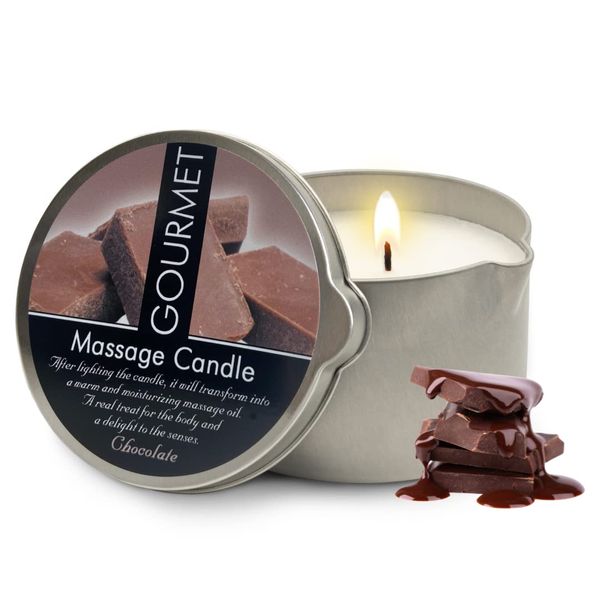 GOURMET COLLECTION Massage Oil Candle Chocolate Scent - Moisturizing Massage Oil for Pure Relaxation - Ideal Massage Oil for Massage Therapy, Luxurious Body Oil Experience 6.76oz