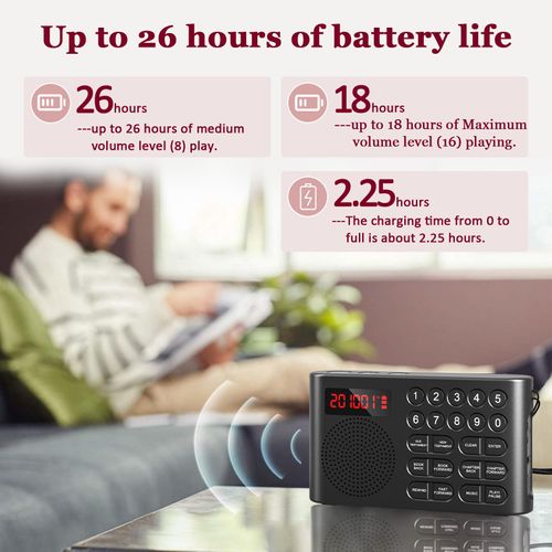 KJV Audio Bible Player, King James Version Electronic Bible, New and Old Testament KJV Talking Audio Bibles for Seniors, 26 Hours of Playback Time, Easily Switch and Locate The Chapter
