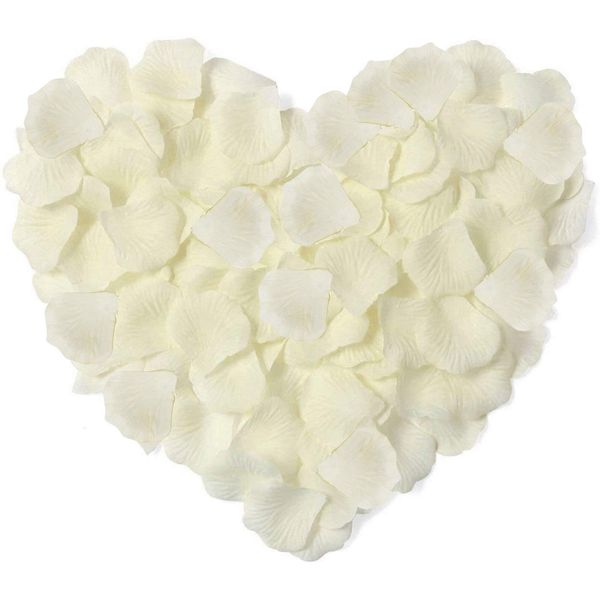 HONGCI 1000pcs Silk Ivory Rose Petals for Bedroom,Romantic Artificial Rose Petals,Fake Flower Petals Fake Rose Petals Confetti for Wedding,Bath,Bed,Party, Birthday,Valentine's Day Table Decorations