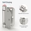 Self Closing Door Hinges 3.5 Inch, Spring Loaded Hinges, Brushed Nickel, 3 Pack