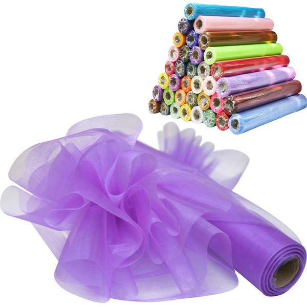 Time to Sparkle 26M x 29cm Sheer Organza Roll Sash Fabric Table Runner Sashes Chair Cover Bows Swags Wedding Party - Amethyst