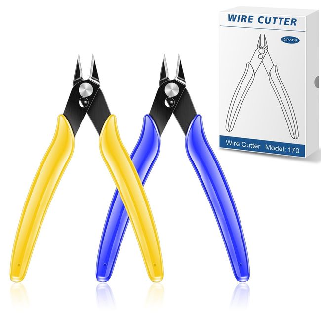 NICE-POWER Wire Flush Cutters, 5-inch Ultra Sharp & Powerful Side Cutter Clippers with Longer Flush Cutting Edge, For Electronics Crafts Jewelry Soft Copper Wire Snips Floral Art Scissors Nippers