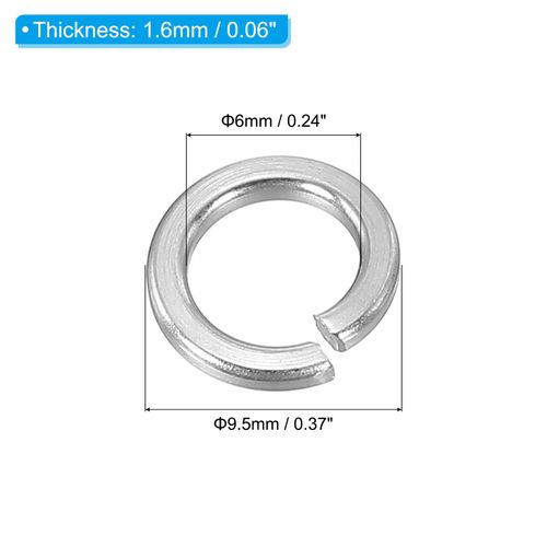 PATIKIL 30pcs M6 Split Lock Washers 6mm ID 9.5mm OD 304 Stainless Steel Spring Lock Washers for Elastic Gasket Screw Bolts Silver Tone