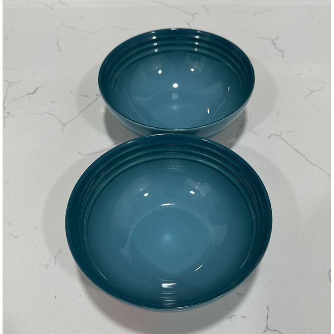 NEW Le Creuset Caribbean Blue Stoneware Classic Cereal Bowl - Set of 2