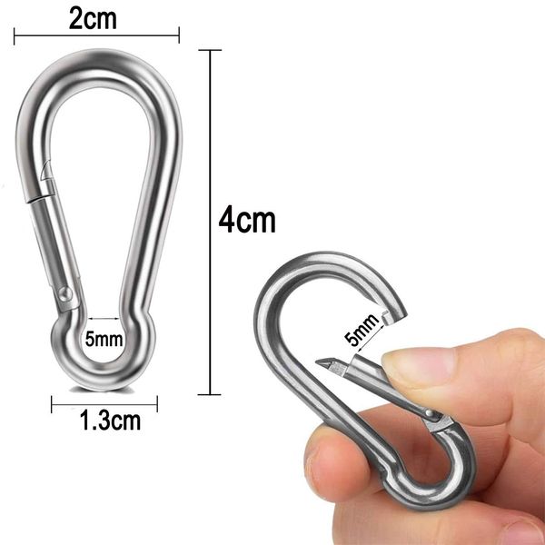 JOLIRSBOX Carabiner Stainless Steel Spring Hook Carabiner Set 1.6 inches (4 cm), Set of 10