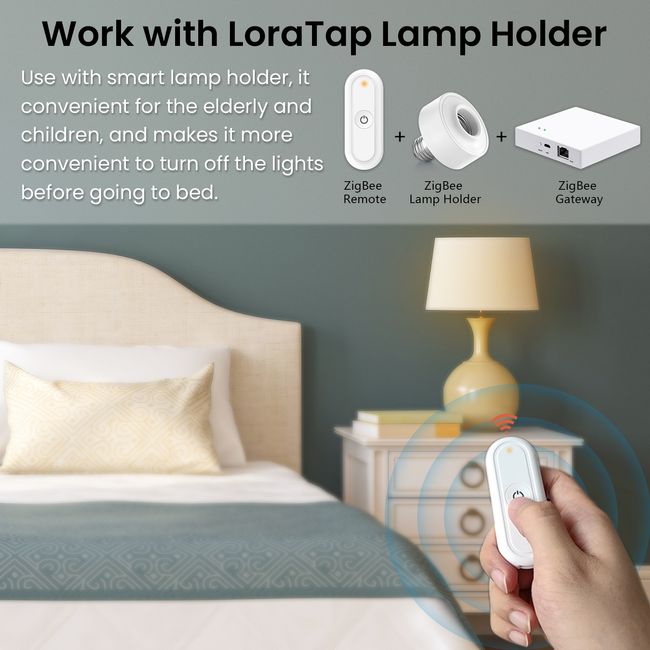 LoraTap Magnetic Wireless Lights Switch Kit (One 4-button remote