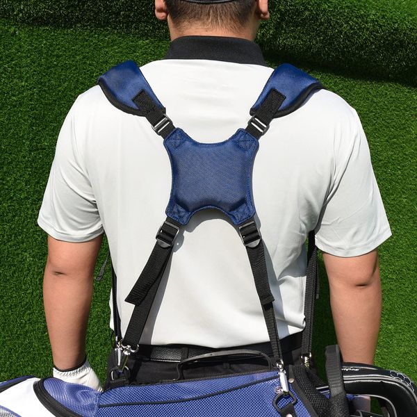 Big Teeth Golf Cart Bag Straps Replacement Shoulder Padded Comfortable Nylon Adjustable Universal Blue 4 Hooks