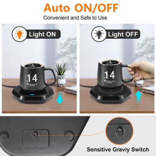 Coffee Mug Warmer: Smart Beverage Heating Plate Candle Wax Cup Warmer Electric Thermostat Coaster for Hot Coffee Milk Tea Water Cocoa Desk Home Office Use (R1 Black)