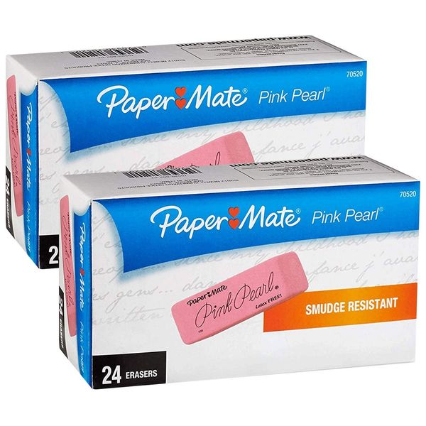 Paper Mate 70520 Pink Pearl Premium Erasers, 48 Medium Erasers