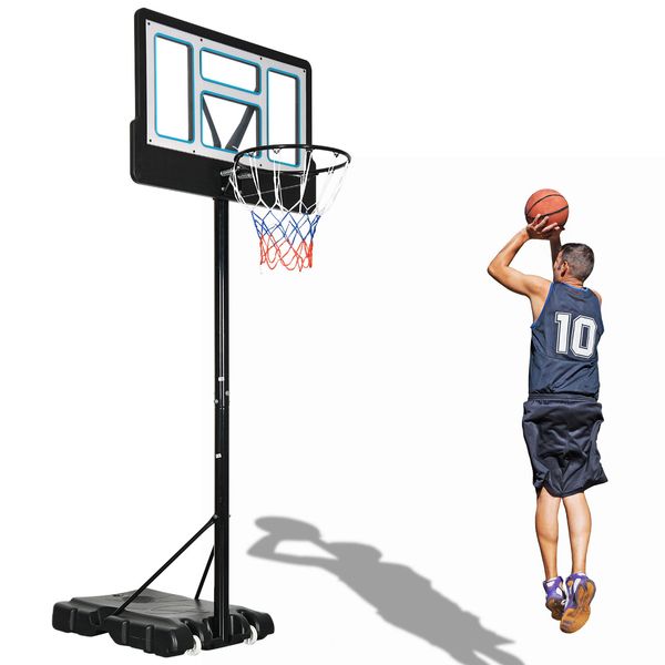 Portable Basketball Hoop Adjustable 4.4-10FT Height Backboard Outdoor Sport Game