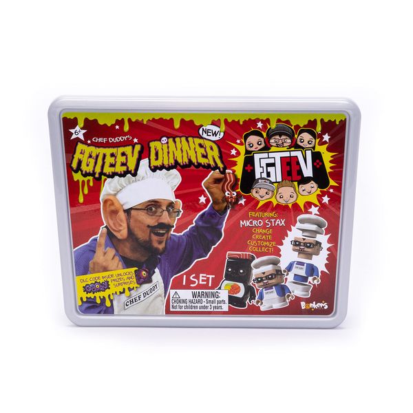 FGTeeV – Chef Duddy Dinner - Filled with Surprises Including Gurkey Turkey Gravy Putty, and 4 Food-Themed Micro STAX Figures – Change, Create, Customize, Collect