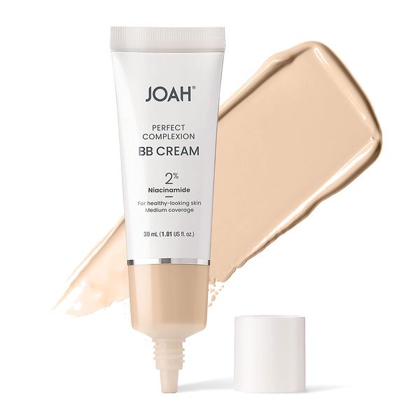 JOAH Beauty Perfect Complexion BB Cream with Hyaluronic Acid and Niaciminade, Korean Makeup with Medium Buildable Coverage, Evens Skin Tone, Lightweight, Semi Matte Finish, Fair with Warm Undertones