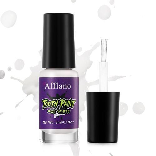 White Tooth Paint, Instant Teeth Whitening Paint | Quick Dry, Realistic & Safe, Long Lasting Vampire Bright White Teeth Paint for Halloween Makeup, SFX, Zombie, Cosplay, Theater, Stage Performance