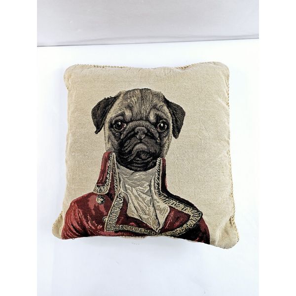 Napoleon Pug Dog Decorative Tapestry Cushion Throw Pillow 16" x 16" Square