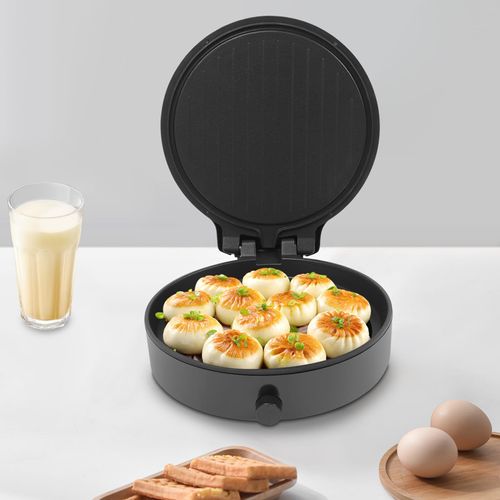 Electric Pancake Maker 1400 W 12.6" Countertop Round Pancake Griddle Mini Pie Maker with Adjustable Temp for Breakfast, Lunch, Dinner (Black)